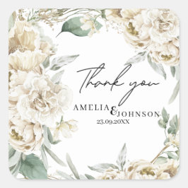 Modern en minimalistisch dank u voor bruiloft vierkante sticker