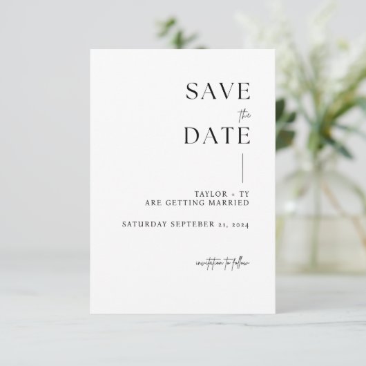 Modern en minimalistisch opslaan van de datumkaart save the date (Staand voorkant)