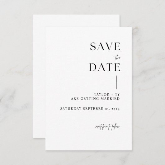Modern en minimalistisch opslaan van de datumkaart save the date (Voorkant / Achterkant)