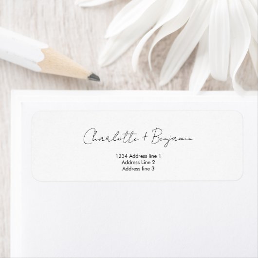 Modern en minimalistisch script retouradres etiket (Insitu)