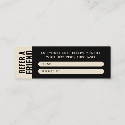 Modern en minimalistisch Verwijs een Vriend Verwij Mini Visitekaartje (Achterkant)