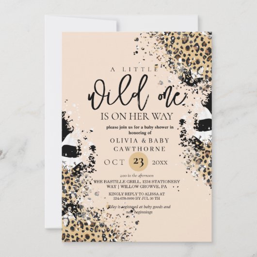 Modern en minimalistisch Wild One Safari Baby show Kaart (Voorkant)