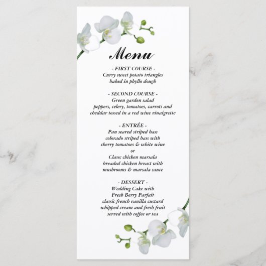 Modern en minimalistisch wit met de orchidee menu (Voorkant)
