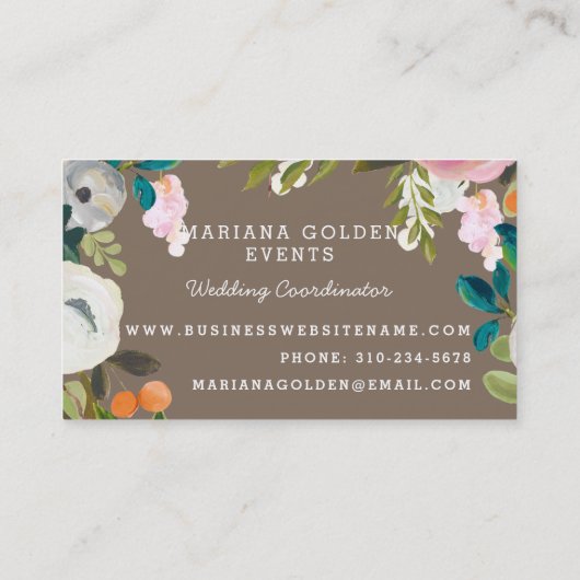 Modern en ophisticated Floral Visitekaartje (Achterkant)