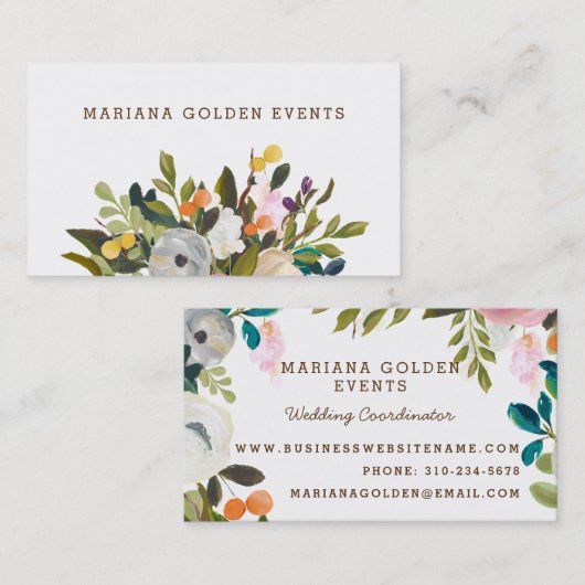 Modern en ophisticated Floral Visitekaartje Gold (Voorkant / Achterkant)