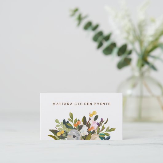 Modern en ophisticated Floral Visitekaartje Gold (Staand voorkant)