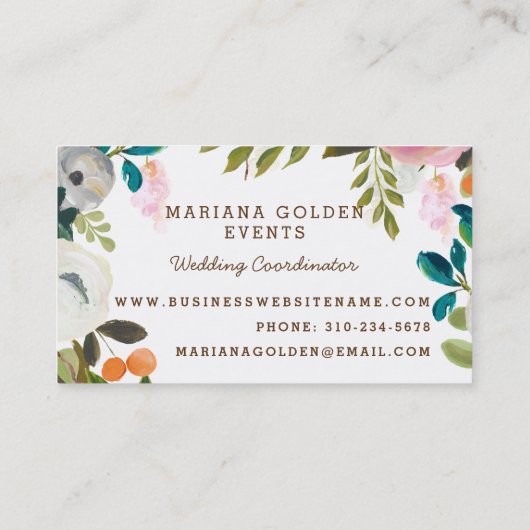 Modern en ophisticated Floral Visitekaartje Gold (Achterkant)