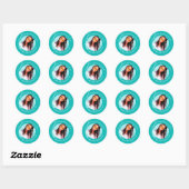 Modern en Retro Blauwgroen Afstuderen Ronde Sticker (Vel)
