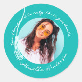 Modern en Retro Blauwgroen Afstuderen Ronde Sticker (Voorkant)