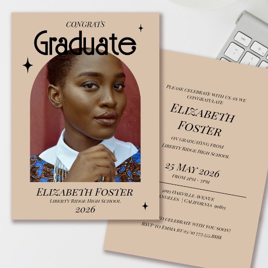Modern en retro foto afstuderen Invitation Kaart