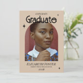 Modern en retro foto afstuderen Invitation Kaart (Staand voorkant)