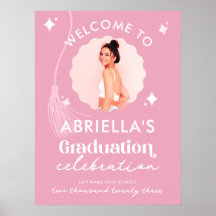 Modern en Retro Roze Afstuderen Welkome Poster
