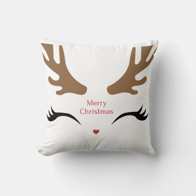 Modern en Schattige rendiergezicht Kussen (Voorkant)