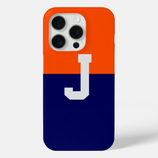 Modern en Slank Oranje en Blauw Monogram Case-Mate iPhone Case (Achterkant)