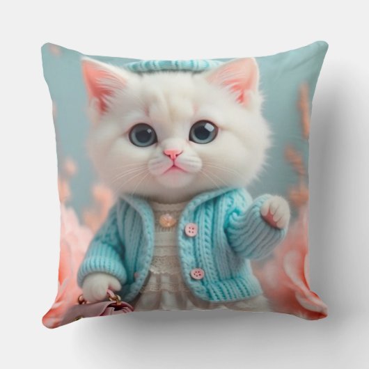 Modern en stijlvol chique kattenontwerp kussen (Achterkant)