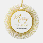 Modern en stijlvol goud & witte kerst keramisch ornament (Voorkant)