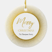 Modern en stijlvol goud & witte kerst keramisch ornament (Achterkant)