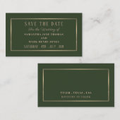 Modern en stijlvol, groen en goud, sparen de Datum Informatiekaartje (Voorkant / Achterkant)