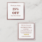 Modern en stijlvol Roos Gold Foil Korting Kaart Vierkante Visitekaartje (Voorkant / Achterkant)