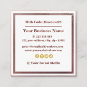 Modern en stijlvol Roos Gold Foil Korting Kaart Vierkante Visitekaartje (Achterkant)