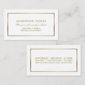 Modern en stijlvol, wit en goud, toelatingsticket informatiekaartje (Voorkant / Achterkant)