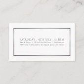 Modern en stijlvol, wit en zilver, toelatingsticke informatiekaartje (Achterkant)