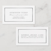 Modern en stijlvol, wit en zilver, toelatingsticke informatiekaartje (Voorkant / Achterkant)