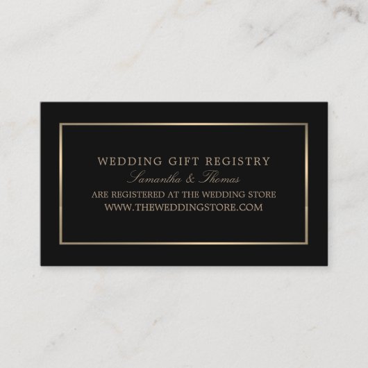 Modern en stijlvol, zwart en goud, cadeauregistrat informatiekaartje (Voorkant)