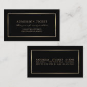 Modern en stijlvol, zwart en goud, toelatingsticke informatiekaartje (Voorkant / Achterkant)