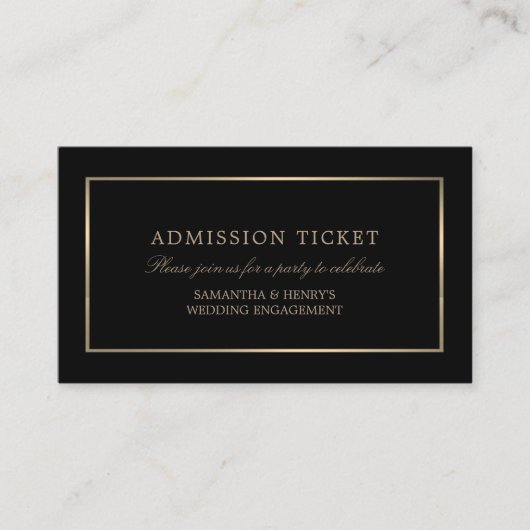 Modern en stijlvol, zwart en goud, toelatingsticke informatiekaartje (Voorkant)
