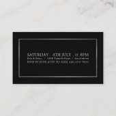 Modern en stijlvol, zwart en zilver, toelatingstic informatiekaartje (Achterkant)
