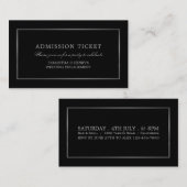 Modern en stijlvol, zwart en zilver, toelatingstic informatiekaartje (Voorkant / Achterkant)