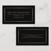 Modern en strak, zwart en goud, kortingsbon kortingskaartje (Voorkant / Achterkant)