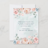 Modern en trendy blauw Roos bruiloft Bedankkaart (Achterkant)