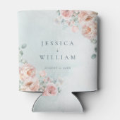 Modern en trendy blauw Roos bruiloft Blikjeskoeler (Achterkant)