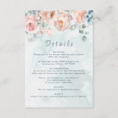 Modern en trendy blauw Roos bruiloft details Informatiekaartje (Voorkant)