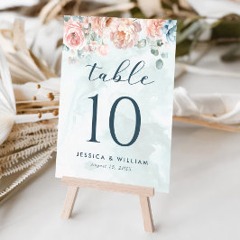 Modern en trendy blauw Roos bruiloft Kaart