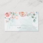 Modern en trendy blauw Roos bruiloft Plaatskaartje (Voorkant)