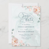 Modern en trendy blauw Roos bruiloft Save The Date (Voorkant)