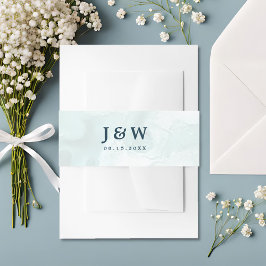 Modern en trendy blauw Roos bruiloft Uitnodigingen Wikkel