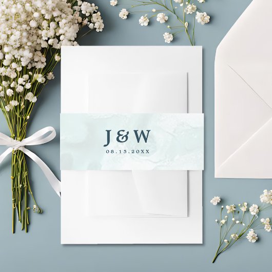 Modern en trendy blauw Roos bruiloft Uitnodigingen Wikkel