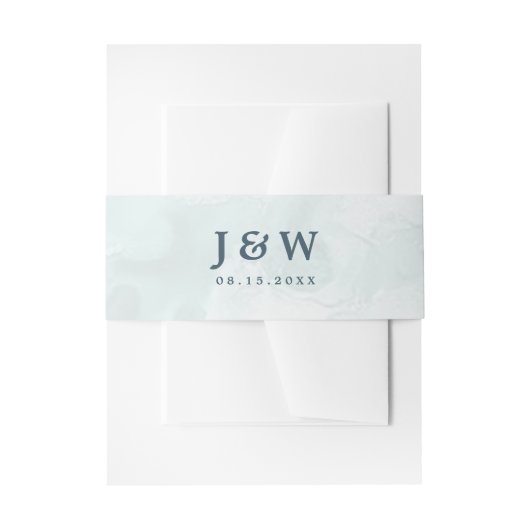 Modern en trendy blauw Roos bruiloft Uitnodigingen Wikkel (Voorkant Voorbeeld)