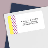 Modern en trendy geel & Paarse strepen Adres Etiket