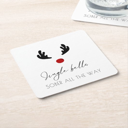 Modern en Trendy: Jingle Bells Sober All The Way Kartonnen Onderzetters (Schuin)