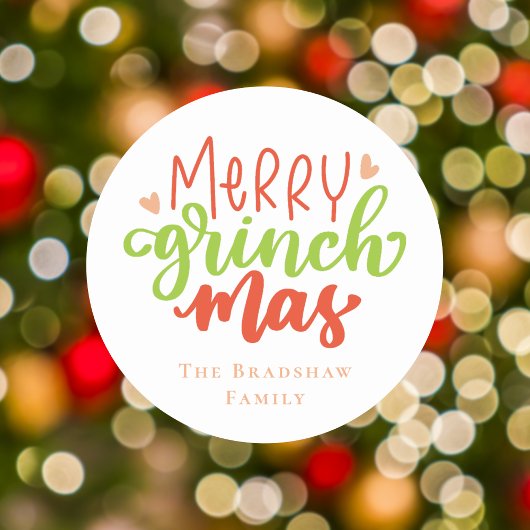 Modern en Trendy Prettig Grinchfeest Persoonlijk Ronde Sticker