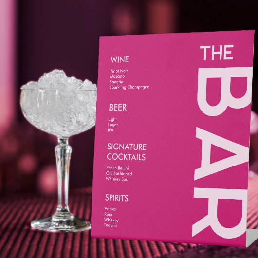 Modern en vet Magenta Bar teken Reclamebord Met Voetstuk