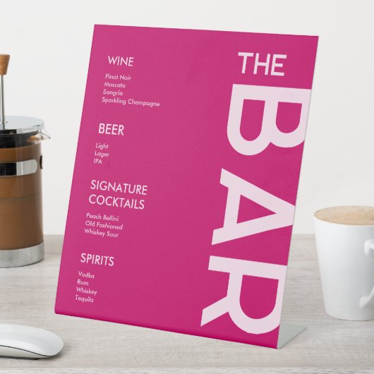 Modern en vet Magenta Bar teken Reclamebord Met Voetstuk (Insitu)