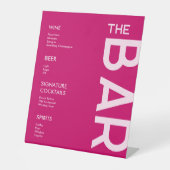 Modern en vet Magenta Bar teken Reclamebord Met Voetstuk (Voorkant)