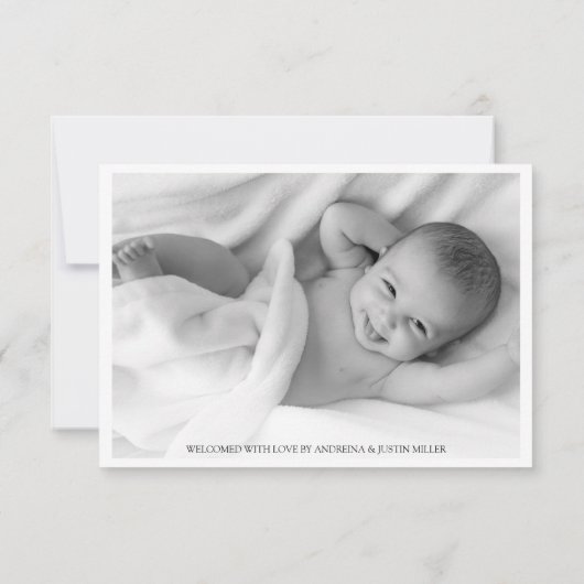 Modern en zo begint de vun met pasgeboren Baby Aankondiging (Achterkant)