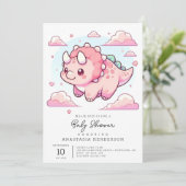 Modern Enchanted Dinosaur Baby shower Kaart (Staand voorkant)